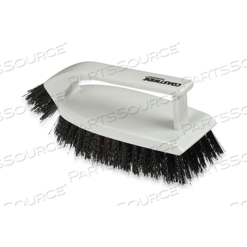 SCRUB BRUSH, BLACK POLYPROPYLENE BRISTLES, 6" BRUSH, GRAY POLYPROPYLENE HANDLE 