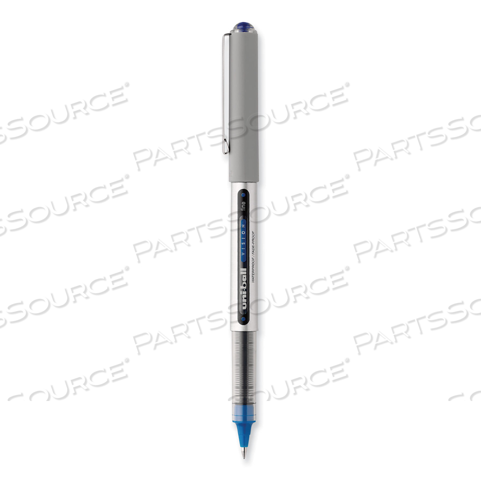 VISION ROLLER BALL PEN, STICK, FINE 0.7 MM, BLUE INK, BLUE/GRAY BARREL by Uni-Ball