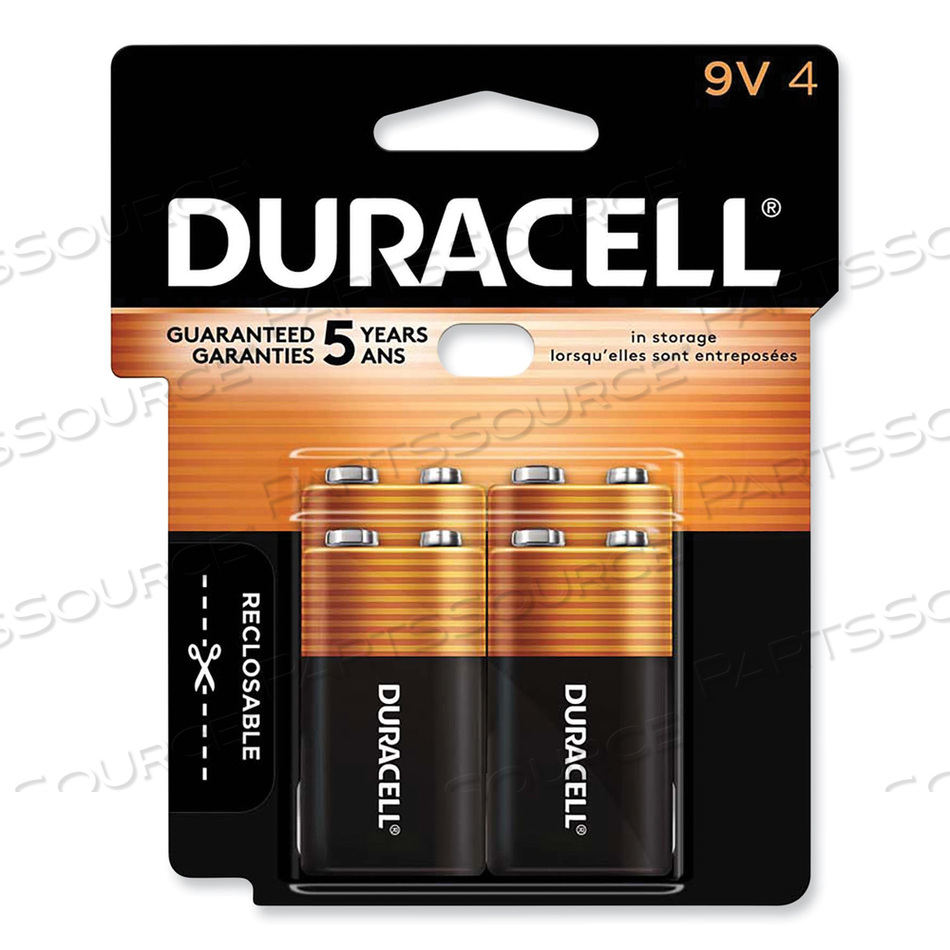 BATTERY, COPPERTOP, 9V, ALKALINE, 9V, 600 MAH by Duracell