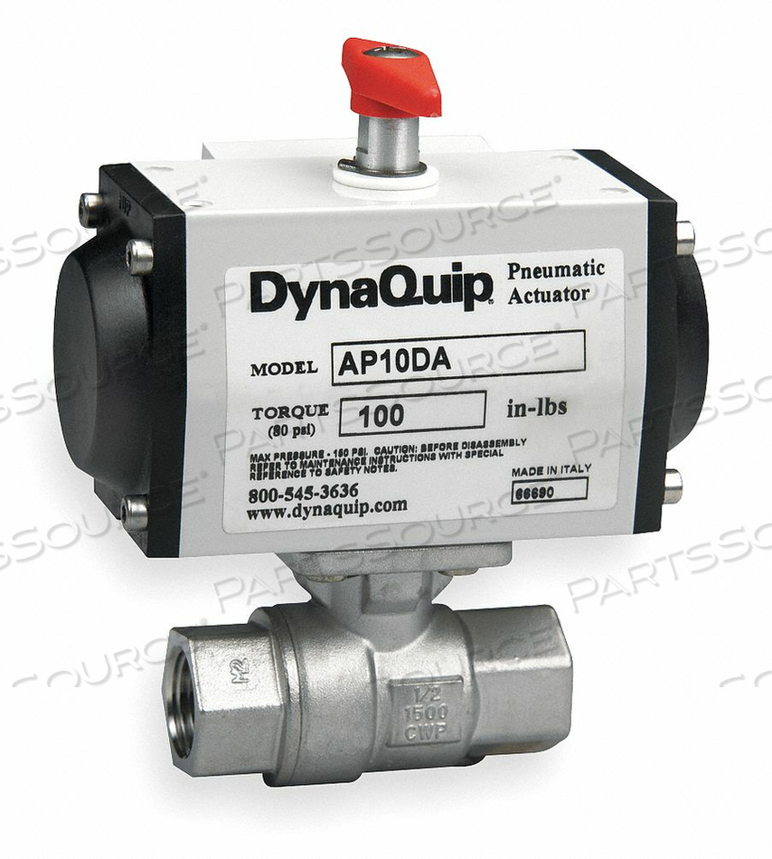BALL VALVE 1 IN FNPT SPRING RETURN SS by Dynaquip Controls