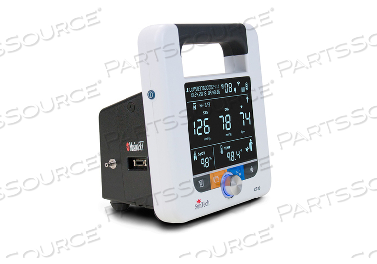 WHITE AND BLACK CT40 VITAL SIGNS BLOOD PRESSURE MONITOR WITH BP AND AC POWER CORD 
