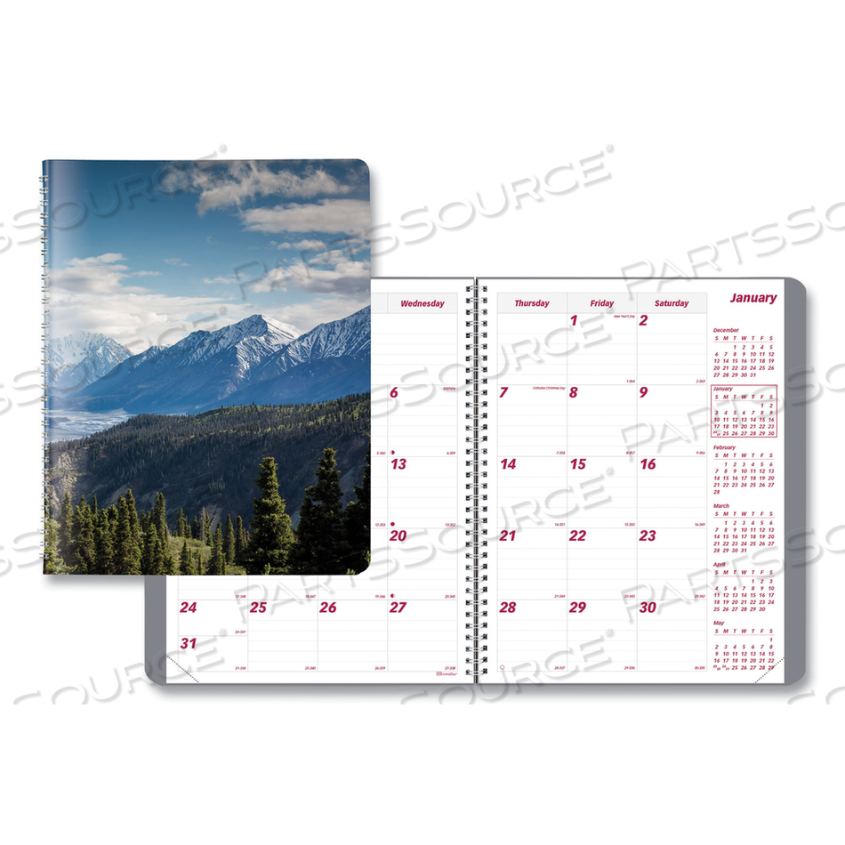 MOUNTAINS 14-MONTH PLANNER, MOUNTAINS PHOTOGRAPHY, 11 X 8.5, BLUE/GREEN COVER, 14-MONTH (DEC TO JAN): 2022 TO 2024 