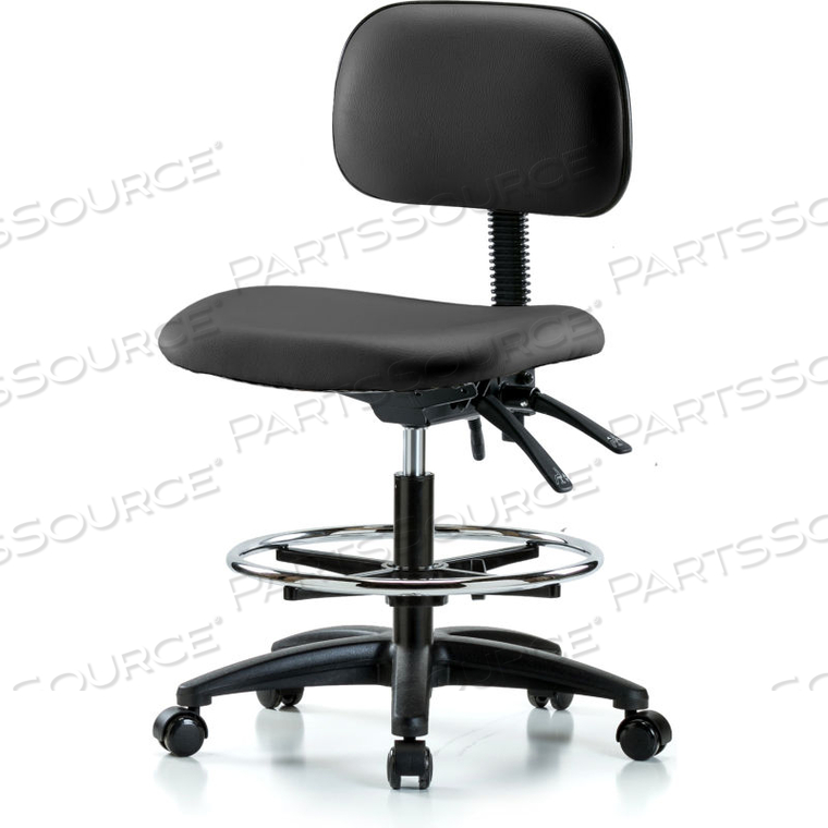 MULTI-PURPOSE INDUSTRIAL STOOL WITH NEW VOYAGER&TRADE, VINYL - WITH CHROME FOOT RING - BLACK by E Com Inc MULTI-PURPOSE INDUSTRIAL STOOL WITH NEW VOYAGER&TRADE, VINYL - WITH CHROME FOOT RING - BLACK by E Com Inc