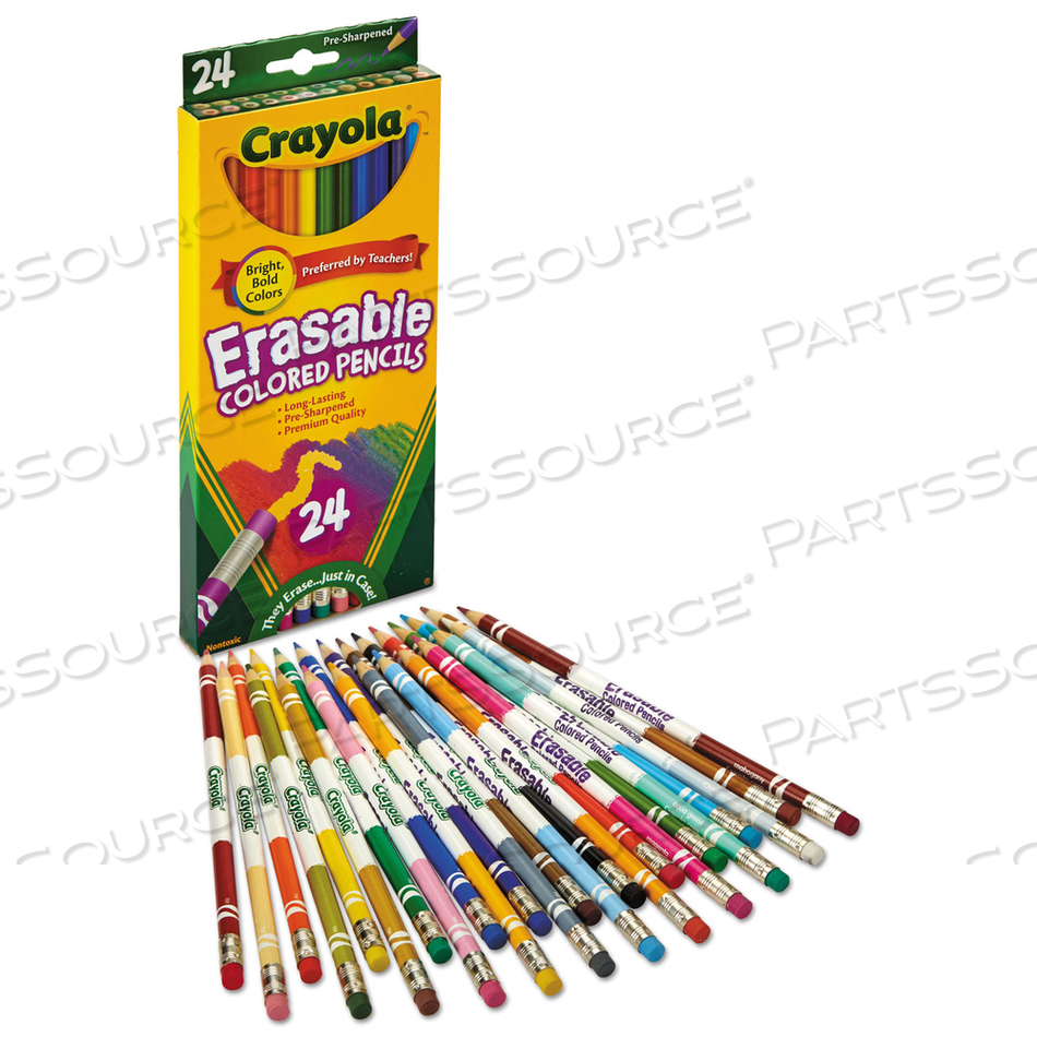 ERASABLE COLOR PENCIL SET, 3.3 MM, 2B (#1), ASSORTED LEAD/BARREL COLORS by Crayola
