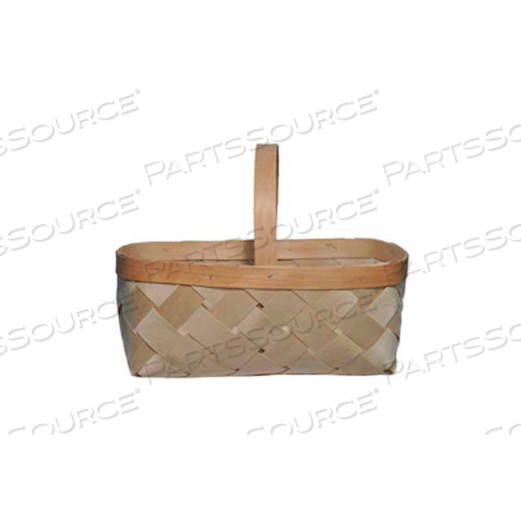 16 QUART 16-3/4" X 10-1/2" WOOD BASKET WITH WOOD HANDLE 10 PC - NATURAL 