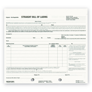 SNAP-A-WAY BILL OF LADING, SHORT FORM, THREE-PART CARBONLESS, 7 X 8.5, 250 FORMS TOTAL by Rediform