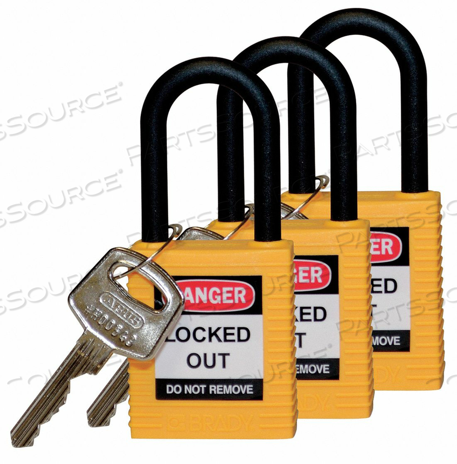 LOCKOUT PADLOCK KA YELLOW 1-3/4 H PK3 by Brady Americas