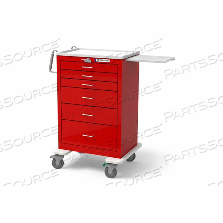 6-DRAWER STEEL X-TALL EMERGENCY CART, LEVER LOCK, RED by Waterloo Healthcare