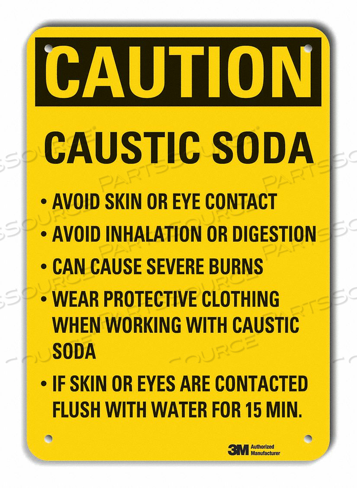 CAUTION SIGN 10 IN H ALUM CAUSTIC SODA by Lyle Signs Inc.