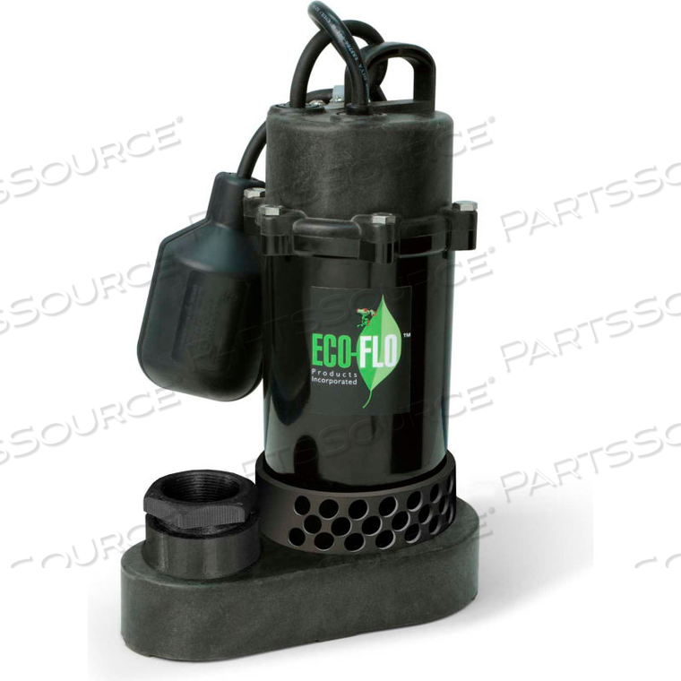 SUBMERSIBLE SUMP PUMP, THERMOPLASTIC, 1/3 HP, 43 GPM by Eco Flo Products Inc