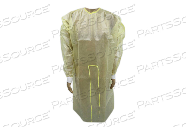 PROTECTIVE PROCEDURE GOWN LARGE YELLOW NONSTERILE AAMI LEVEL 2 DISPOSABLE (50/CS) by Cypress