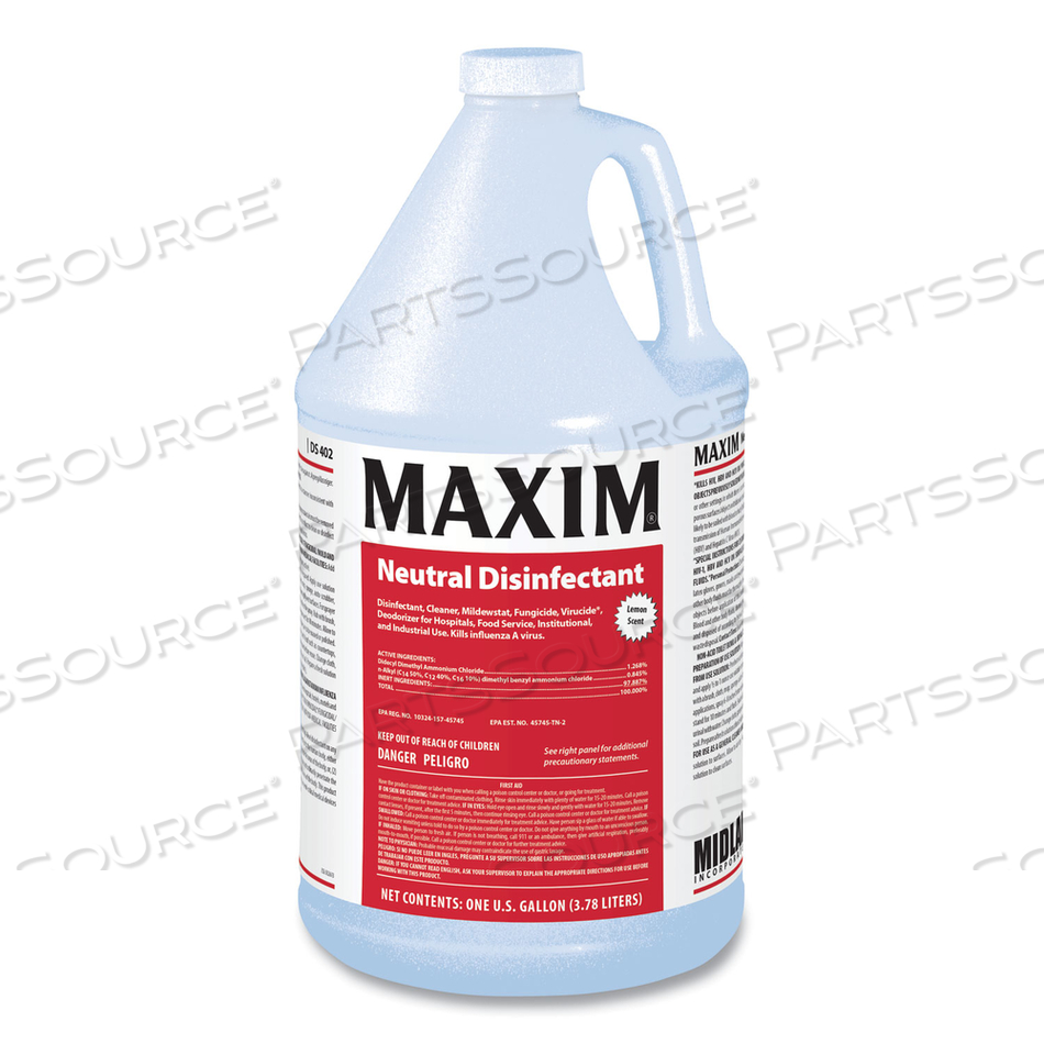 NEUTRAL DISINFECTANT, LEMON SCENT, 1 GAL BOTTLE by Maxim NEUTRAL DISINFECTANT, LEMON SCENT, 1 GAL BOTTLE by Maxim