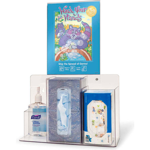 COMPACT RESPIRATORY HYGIENE DISPENSER STATION WITH VERTICAL HEADER by Braeside Holdings LLC COMPACT RESPIRATORY HYGIENE DISPENSER STATION WITH VERTICAL HEADER by Braeside Holdings LLC