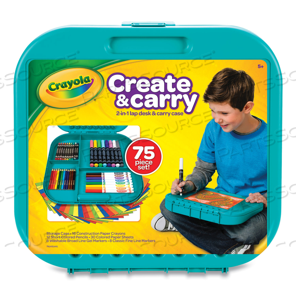 CREATE N' CARRY CASE, COMBO ART STORAGE CASE AND LAP DESK, 75 PIECES by Crayola