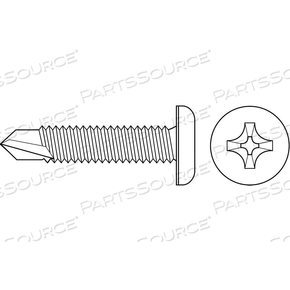 SELF DRILLING SCREW, #6 SIZE, 3/4 IN LG, STEEL, ZINC PLATED, PAN, PHILLIPS, 2 DRILL TIP TYPE by Approved Vendor