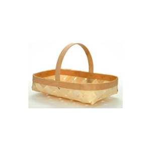 LARGE SHALLOW RECTANGLE 17" X 11" WOOD BASKET WITH WOOD HANDLE 6 PC - NATURAL by Texas Basket Co.