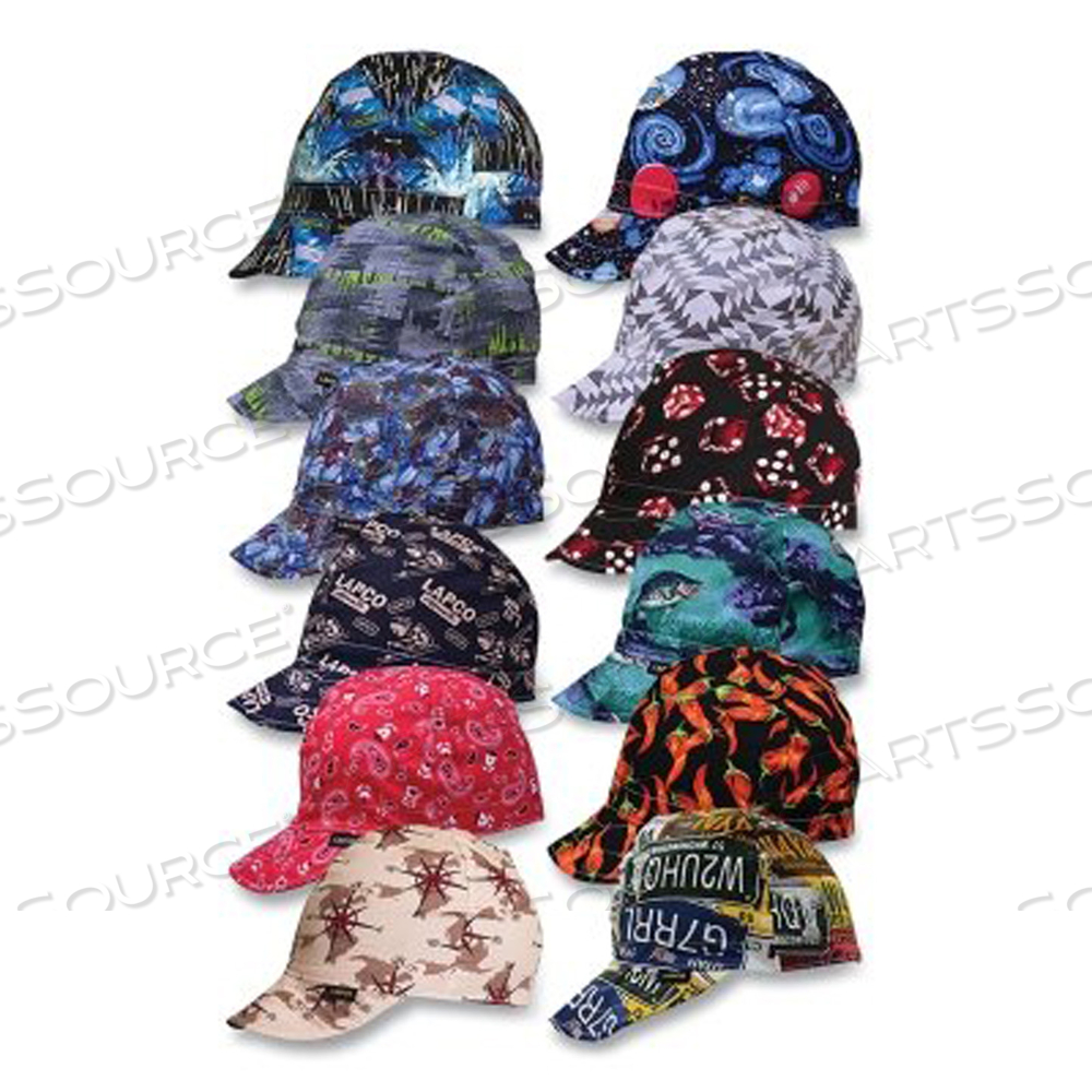 HIGH CROWN WELDING CAP, SIZE 7, ASSORTED PRINTS, 4-PANEL by Lapco Manufacturing HIGH CROWN WELDING CAP, SIZE 7, ASSORTED PRINTS, 4-PANEL by Lapco Manufacturing