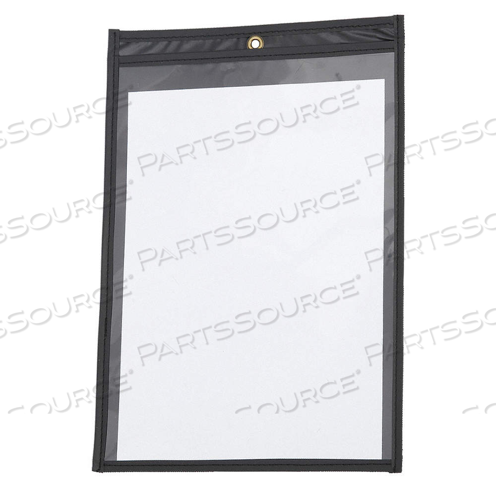 SHOP TICKET HOLDER, VINYL, GROMMET, 14 1/8 IN HT, 9 5/8 IN WD, BLACK/CLEAR by Approved Vendor