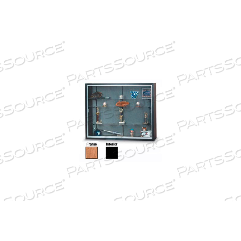 60" X 48" X 16" OAK LAMINATE DISPLAY CASE W/THREE SHELVES AND BLACK INTERIOR by United Visual Products 60" X 48" X 16" OAK LAMINATE DISPLAY CASE W/THREE SHELVES AND BLACK INTERIOR by United Visual Products