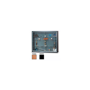 60" X 48" X 16" OAK LAMINATE DISPLAY CASE W/THREE SHELVES AND BLACK INTERIOR by United Visual Products