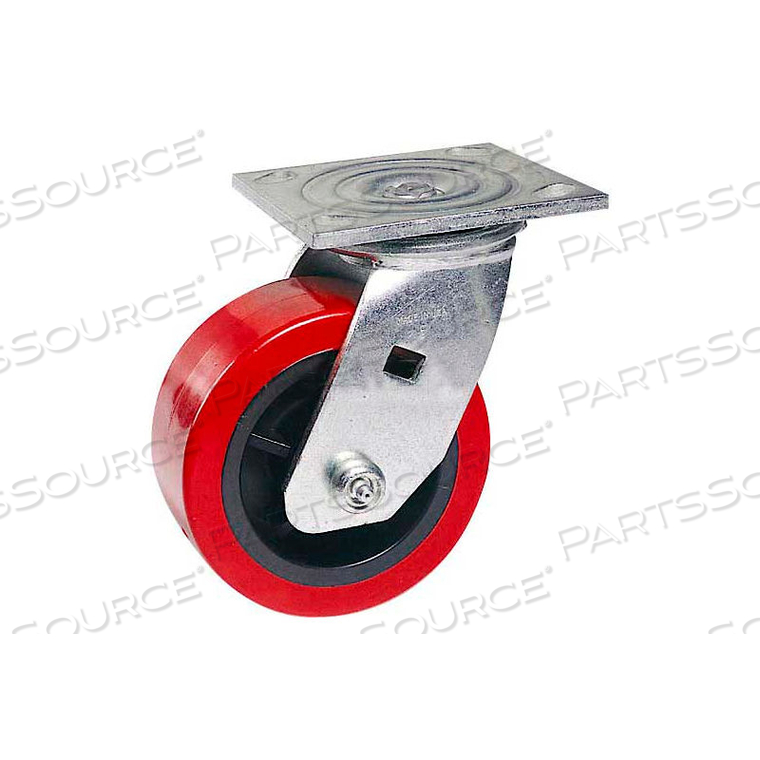 SWIVEL PLATE CASTER 6" POLYURETHANE WHEEL by Faultless Caster