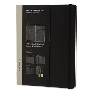 PROFESSIONAL NOTEBOOK, HARDCOVER, 1 SUBJECT, NARROW RULE, BLACK COVER, 9.75 X 7.5, 192 SHEETS by Moleskine