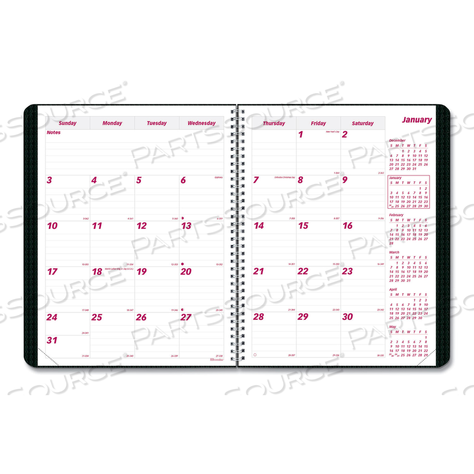 DURAFLEX 14-MONTH PLANNER, 11 X 8-1/2, BLACK, 2021 by Brownline