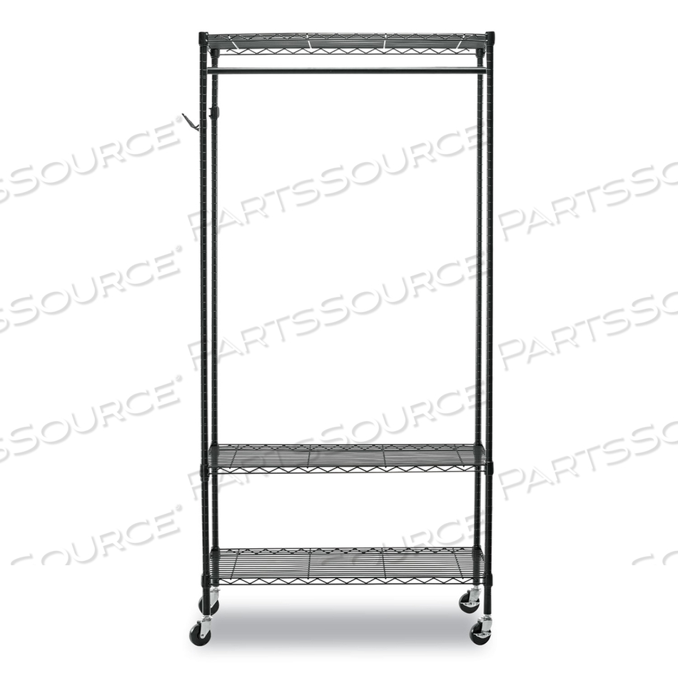 WIRE SHELVING GARMENT RACK, 40 GARMENTS, 48W X 18D X 75H, BLACK by Alera WIRE SHELVING GARMENT RACK, 40 GARMENTS, 48W X 18D X 75H, BLACK by Alera