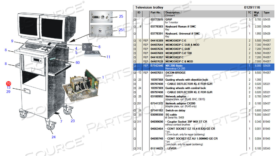 DIGITAL STORAGE DEVICE, MX 200, BASIC, FOR USE WITH: FOR C-ARM MACHINE by Siemens Medical Solutions