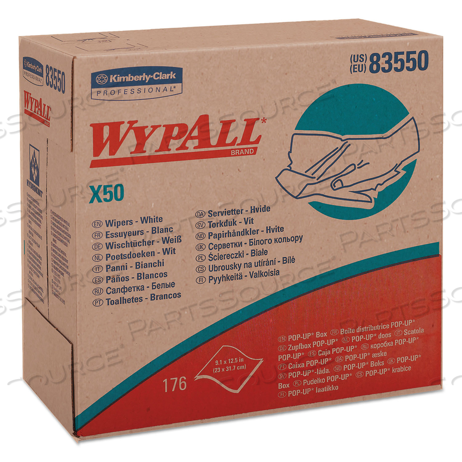 X50 CLOTHS, POP-UP BOX, 12.5 X 9.1, WHITE by WypAll