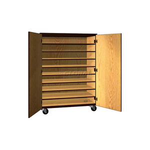 TOTE TRAY MOBILE WOOD CABINET, SOLID DOOR, 48"W X 22-1/4"D X 66"H, MAPLE/BLACK by Ironwood Manufacturing Inc