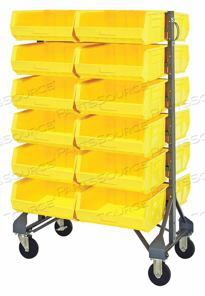 MOBILE BIN RAIL FLOOR RACK 24 BINS YLLOW by Quantum Storage Systems MOBILE BIN RAIL FLOOR RACK 24 BINS YLLOW by Quantum Storage Systems