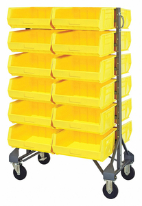 MOBILE BIN RAIL FLOOR RACK 24 BINS YLLOW by Quantum Storage Systems MOBILE BIN RAIL FLOOR RACK 24 BINS YLLOW by Quantum Storage Systems