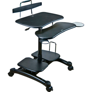 SIT/STAND MOBILE PC WORKSTATION, BLACK by Aidata