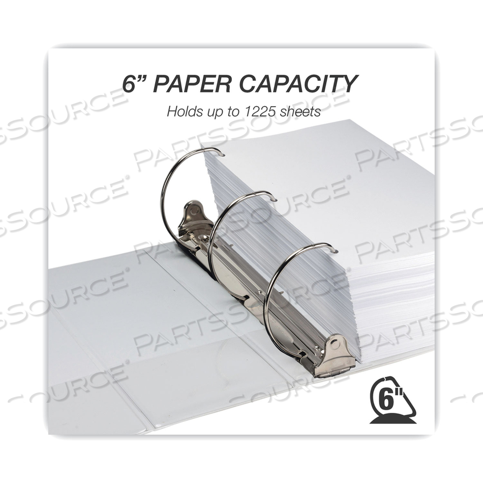 NONSTICK D-RING VIEW BINDER, 3 RINGS, 6" CAPACITY, 11 X 8.5, WHITE by Samsill NONSTICK D-RING VIEW BINDER, 3 RINGS, 6" CAPACITY, 11 X 8.5, WHITE by Samsill