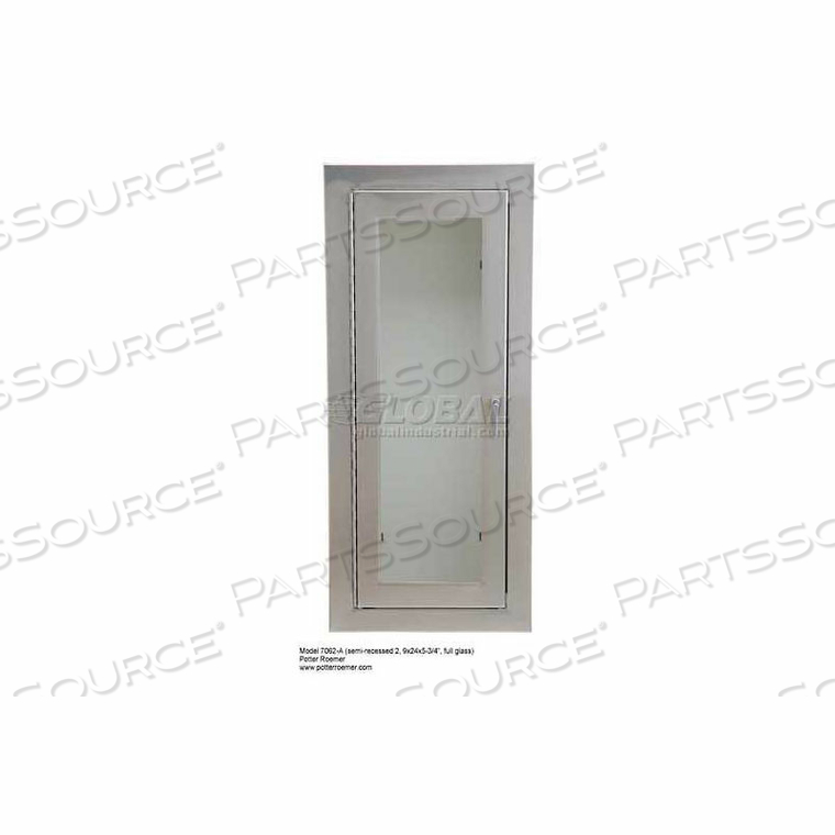 EXTINGUISHER CABINET, FULL TEMPERED SAFETY GLASS, SS, 9"L X 24"H X 5"D, 3-1/4" DEEP by Alta EXTINGUISHER CABINET, FULL TEMPERED SAFETY GLASS, SS, 9"L X 24"H X 5"D, 3-1/4" DEEP by Alta