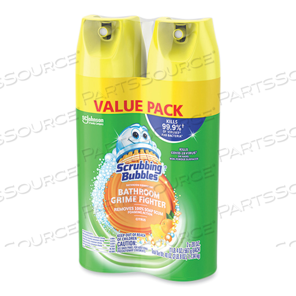 BATHROOM DISINFECTANT GRIME FIGHTER AEROSOL, CITRUS SCENT, 20 OZ AEROSOL CAN by Scrubbing Bubbles