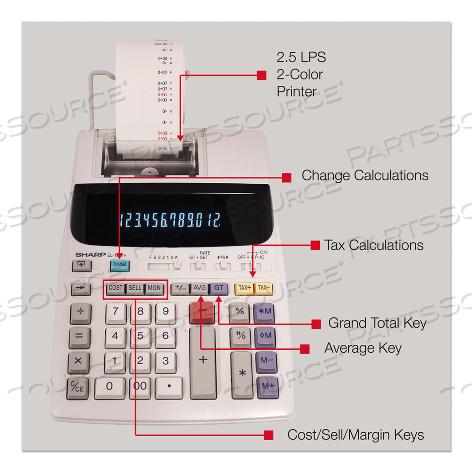 EL-1801V TWO-COLOR PRINTING CALCULATOR, BLACK/RED PRINT, 2.1 LINES/SEC by Sharp Electronics Corporation