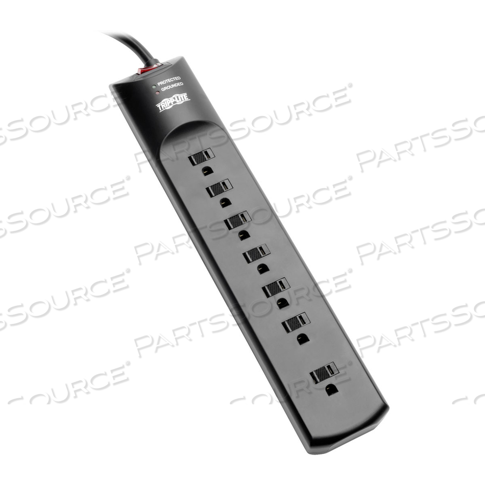 SURGE PROTECTOR STRIP 120V 7 OUTLET 7FT CORD 2160 JOULE BLK TAA 