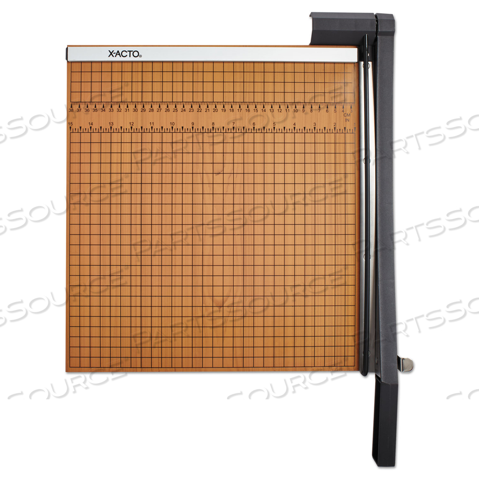 SQUARE COMMERCIAL GRADE WOOD BASE GUILLOTINE TRIMMER, 15 SHEETS, 15" CUT LENGTH, 15 X 15 by X-Acto SQUARE COMMERCIAL GRADE WOOD BASE GUILLOTINE TRIMMER, 15 SHEETS, 15" CUT LENGTH, 15 X 15 by X-Acto