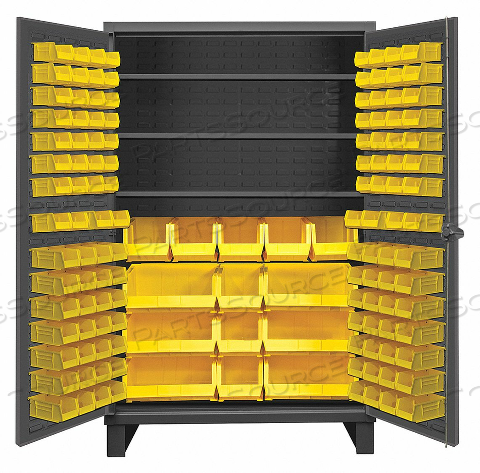 BIN CABINET - 12 GAUGE WITH 134 HOOK-ON BINS & SHELVES- 48"W X 24"D X 78"H by Durham Manufacturing Company BIN CABINET - 12 GAUGE WITH 134 HOOK-ON BINS & SHELVES- 48"W X 24"D X 78"H by Durham Manufacturing Company