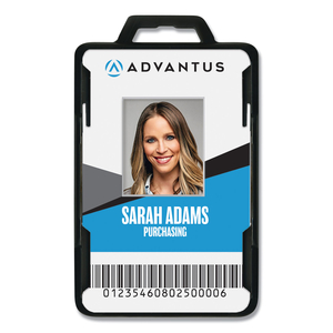 SECURE-TWO CARD RFID BLOCKING BADGE, HORIZONTAL/VERTICAL, BLACK 3.68" X 2.38" HOLDER, 3.38" X 2.13" INSERT, 20/PACK by Advantus