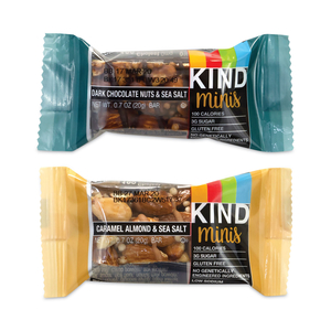 MINIS, DARK CHOCOLATE NUTS SEA SALT/CARAMEL ALMOND NUTS SEA SALT, 0.7 OZ BAR, 32 BARS/BOX by Kind