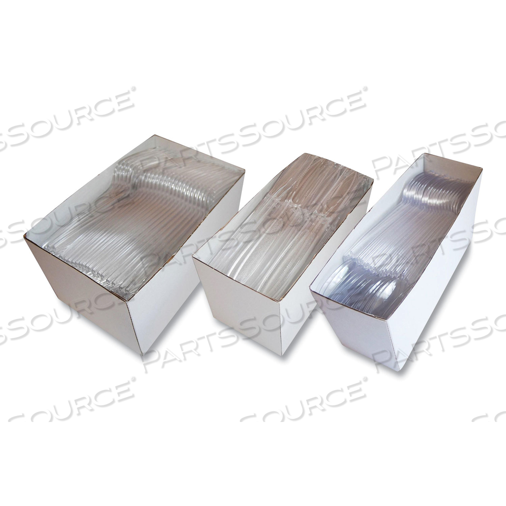 HEAVYWEIGHT PARTY PACK, FORKS, KNIVES, SPOONS, CLEAR by Berkley Square HEAVYWEIGHT PARTY PACK, FORKS, KNIVES, SPOONS, CLEAR by Berkley Square