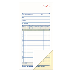 2-PART SALES BOOK, 12 LINES, TWO-PART CARBON, 3.38 X 6.69, 50 FORMS TOTAL by Adams