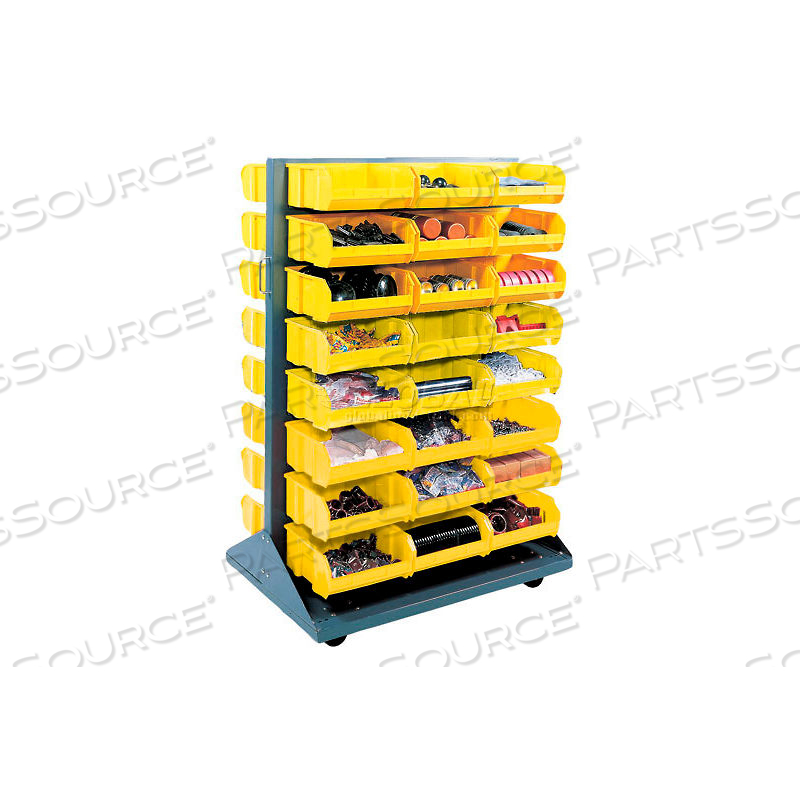 MOBILE DOUBLE SIDED FLOOR RACK - 24 YELLOW STACKING BINS 36 X 54 by Approved Vendor
