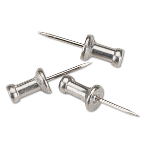 ALUMINUM HEAD PUSH PINS, ALUMINUM, SILVER, 0.5", 100/BOX by Gem Products