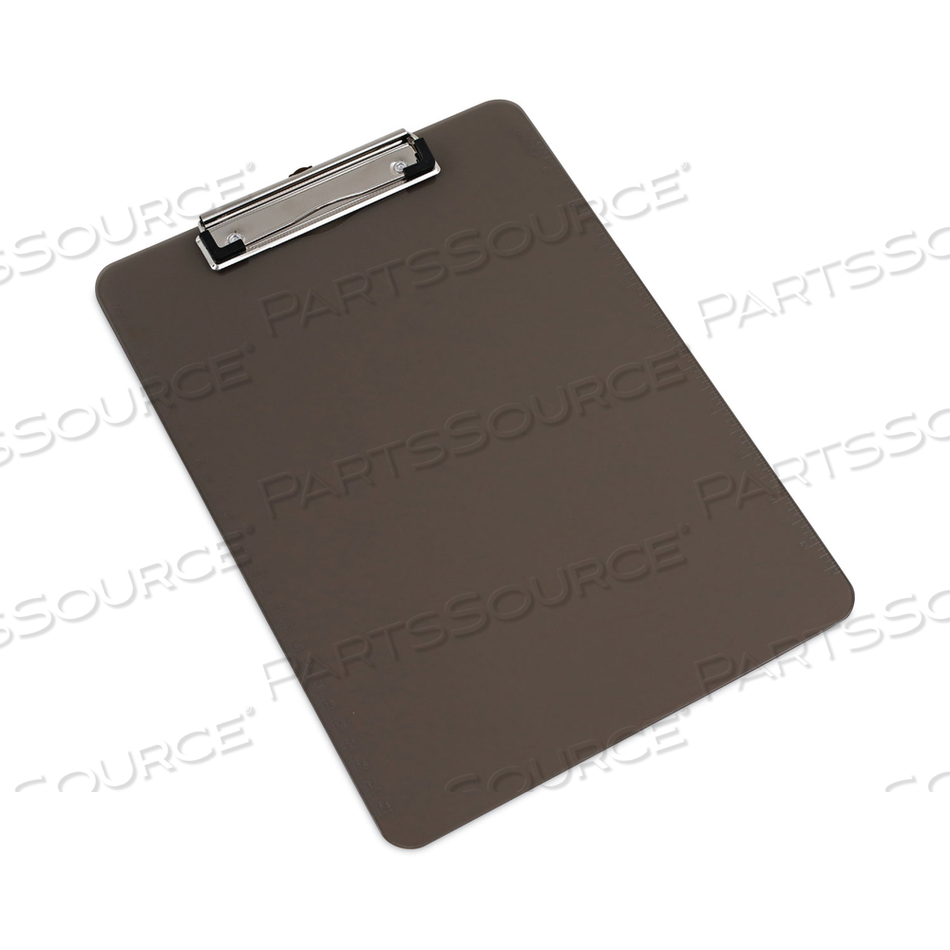 PLASTIC CLIPBOARD WITH LOW PROFILE CLIP, 0.5" CLIP CAPACITY, HOLDS 8.5 X 11 SHEETS, TRANSLUCENT BLACK by Universal PLASTIC CLIPBOARD WITH LOW PROFILE CLIP, 0.5" CLIP CAPACITY, HOLDS 8.5 X 11 SHEETS, TRANSLUCENT BLACK by Universal