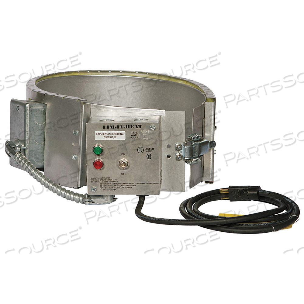 PAIL HEATER, 115V AC, 100 W WATTS, 0°F TO 165°F, ALUMINIZED STEEL, PAILS, INDOOR by Approved Vendor PAIL HEATER, 115V AC, 100 W WATTS, 0°F TO 165°F, ALUMINIZED STEEL, PAILS, INDOOR by Approved Vendor