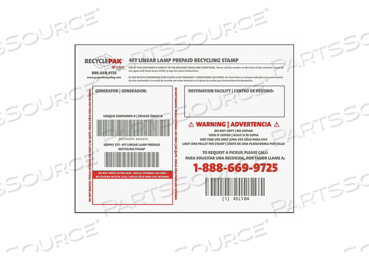 LAMP RECYCLING KIT 11X8-1/2X1 by Recyclepak